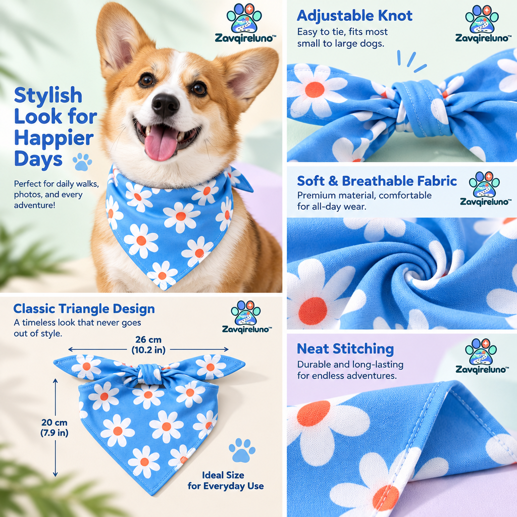 DaisyDash Tie-On Dog Bandana — detail view