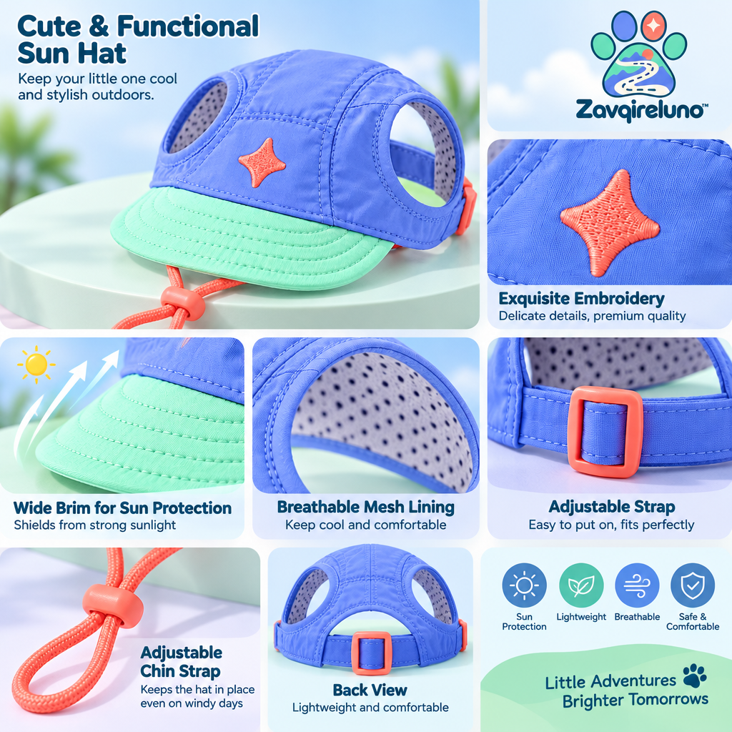 BreezeClub Colorblock Dog Sun Hat — detail view